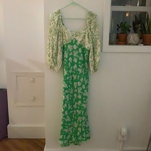 NWT RIXO for Target Green and White Floral Maxi Dress